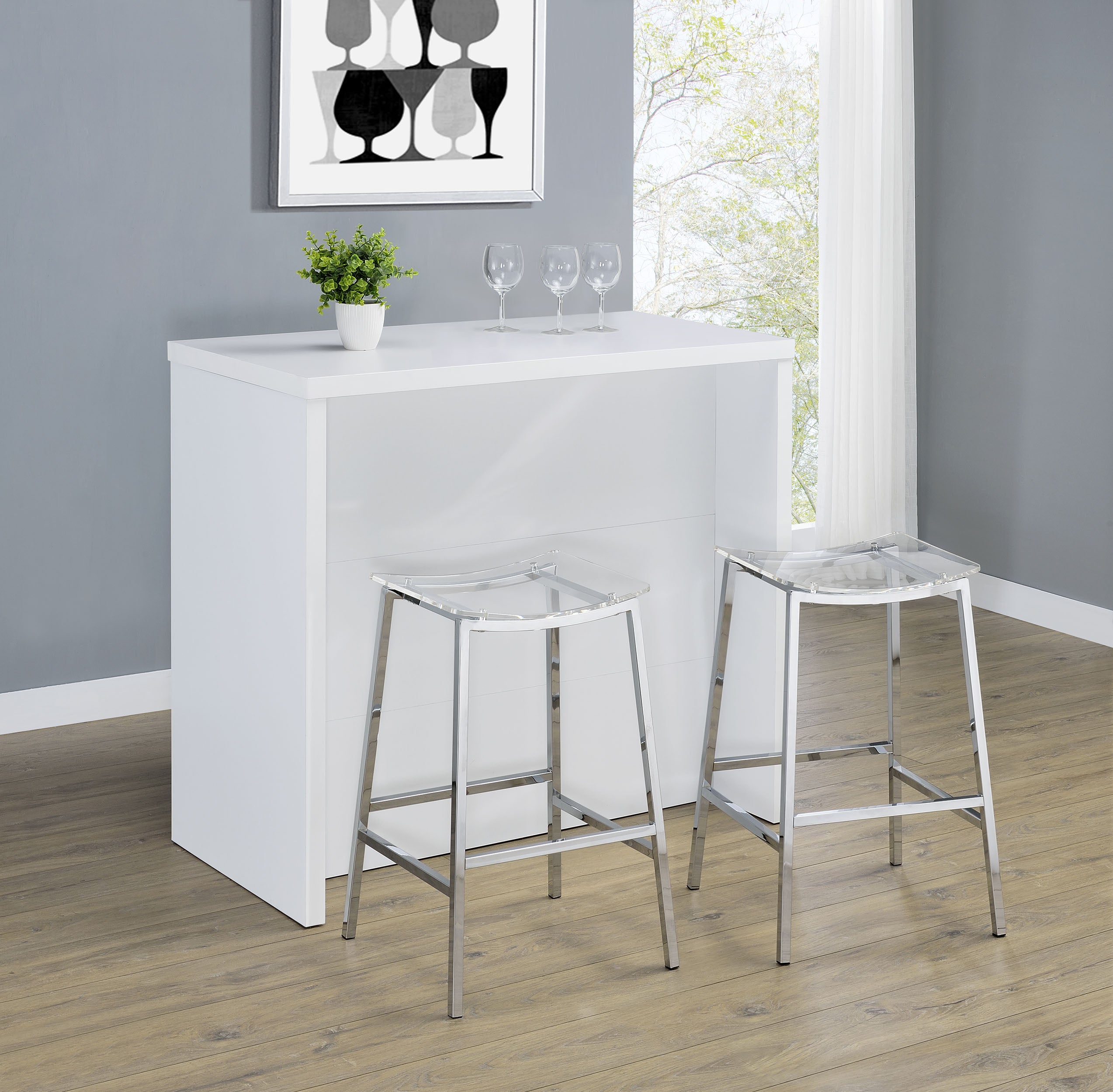 Topanga Engineered Wood Freestanding Home Bar White — view 2