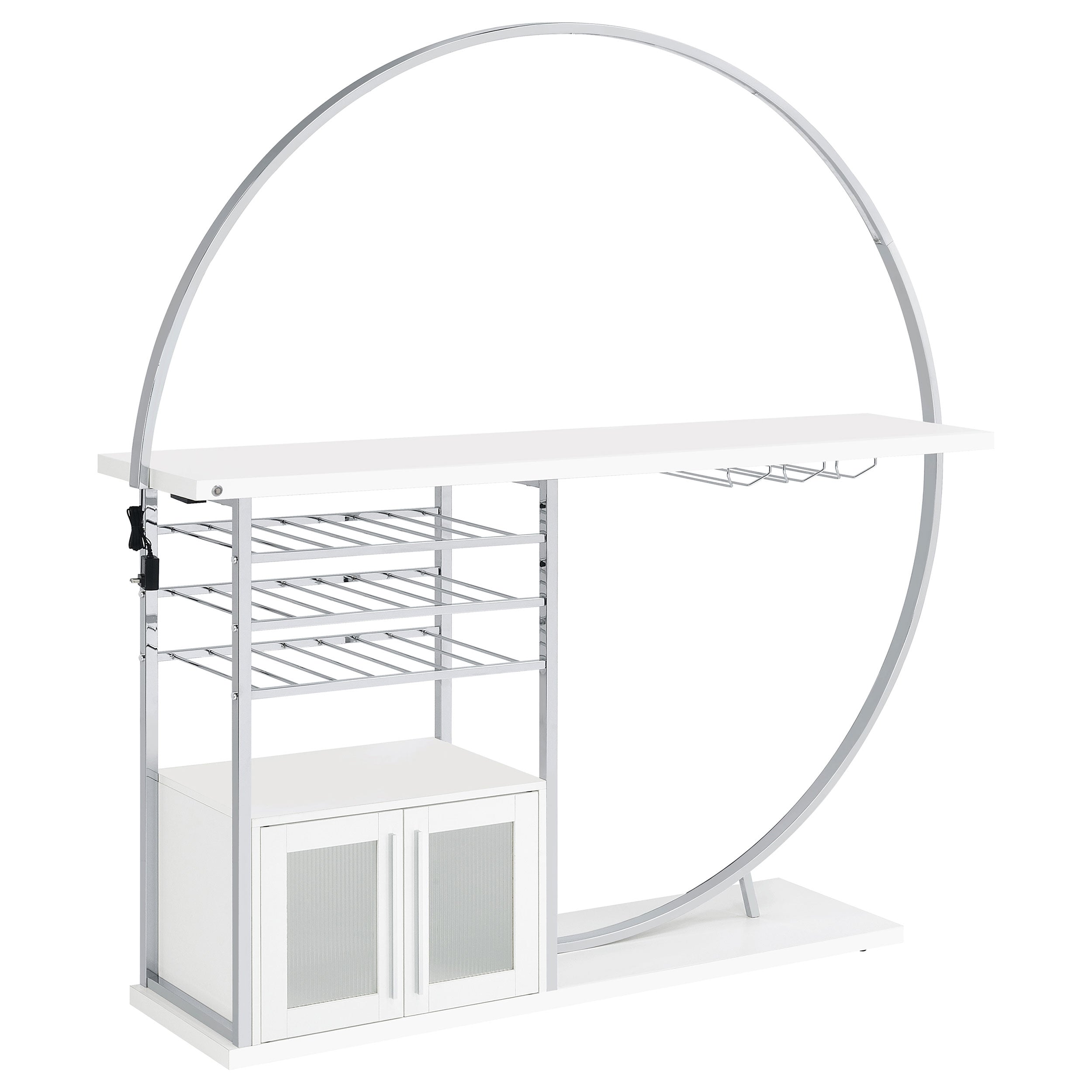 Risley 2-door Circular LED Wine Cabinet White High Gloss — view 1