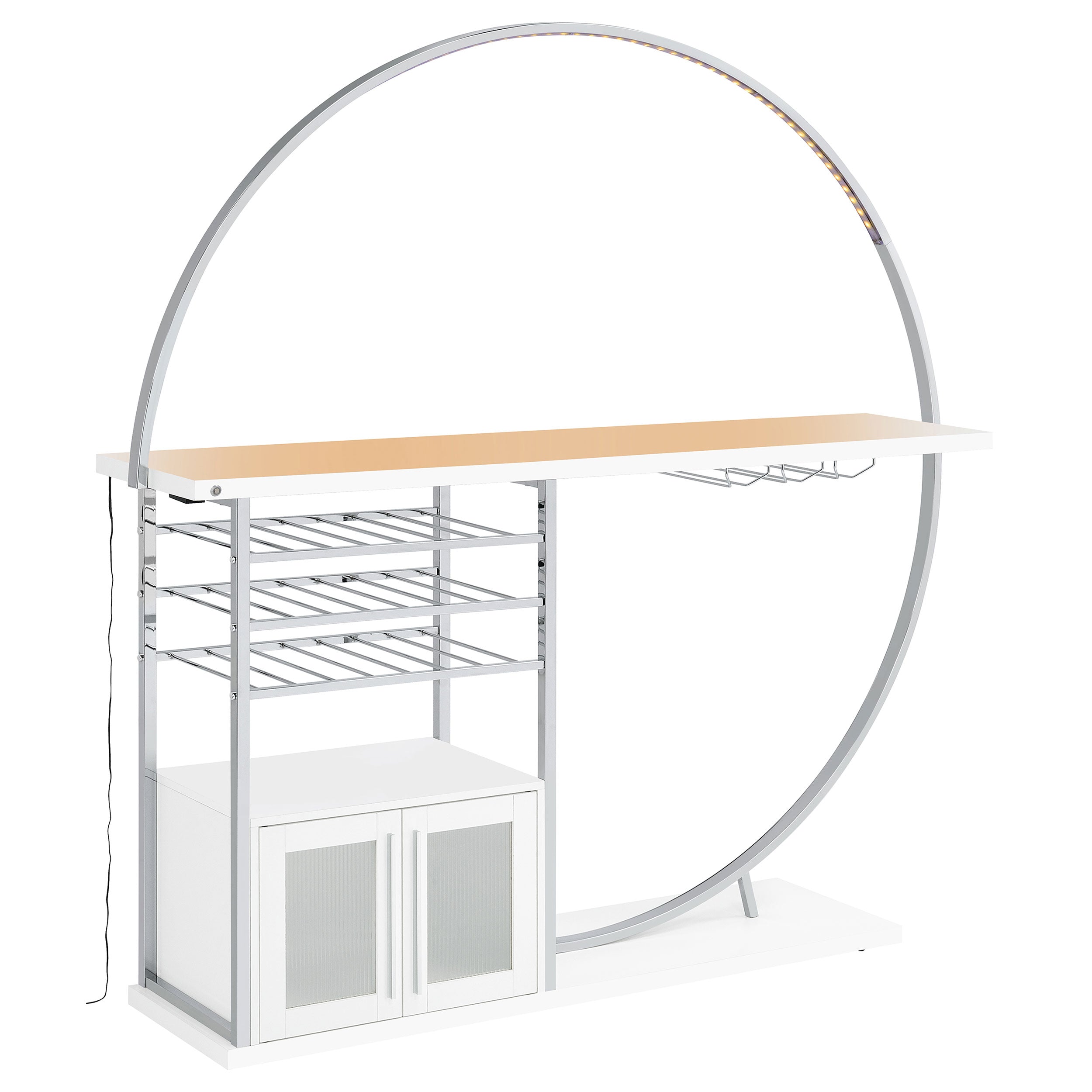 Risley 2-door Circular LED Wine Cabinet White High Gloss — view 5