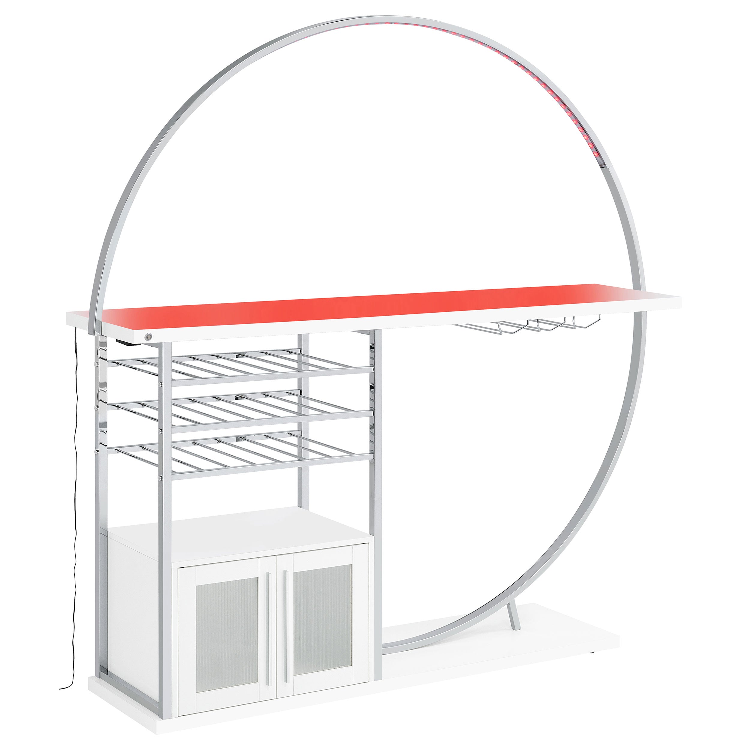 Risley 2-door Circular LED Wine Cabinet White High Gloss — view 6