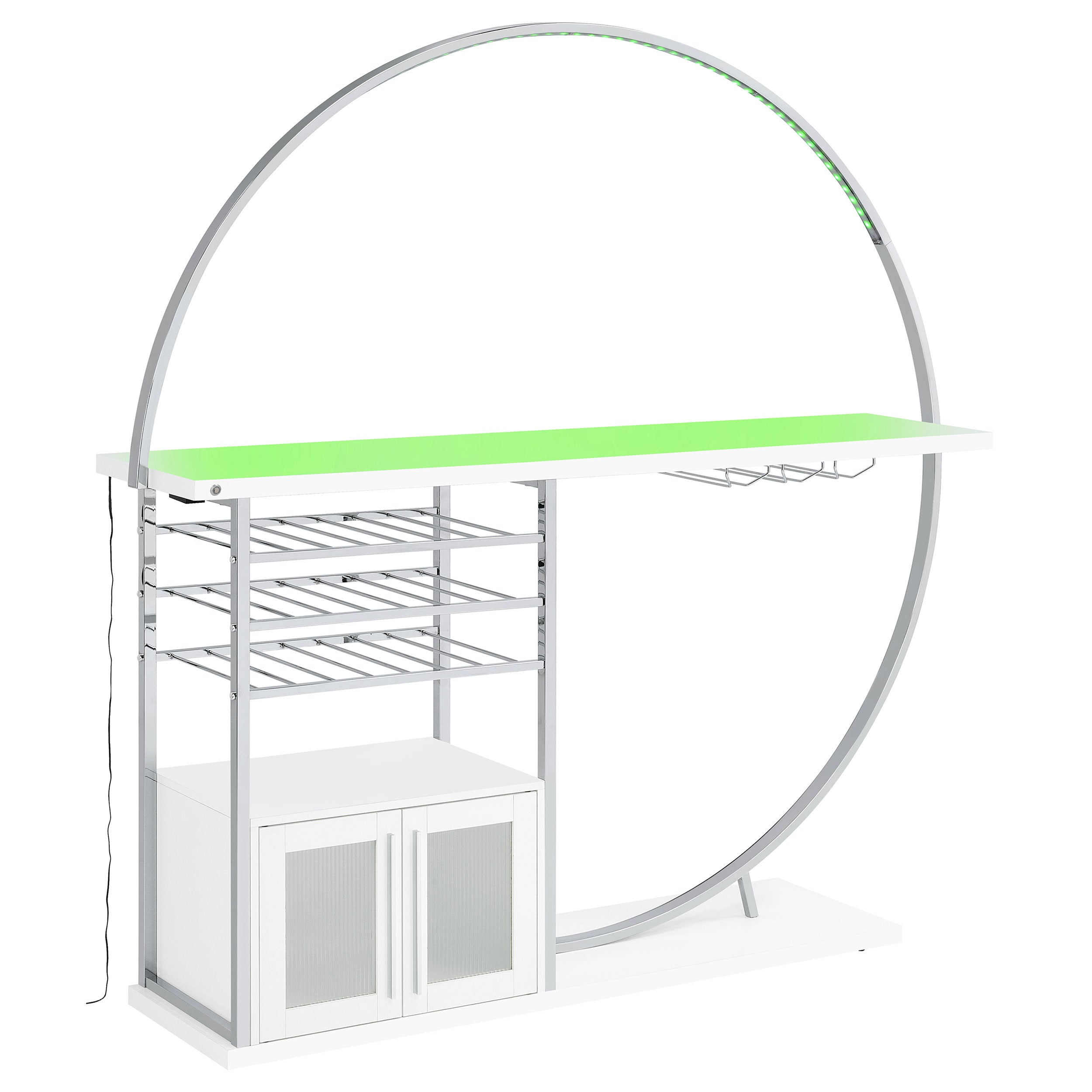 Risley 2-door Circular LED Wine Cabinet White High Gloss — view 8