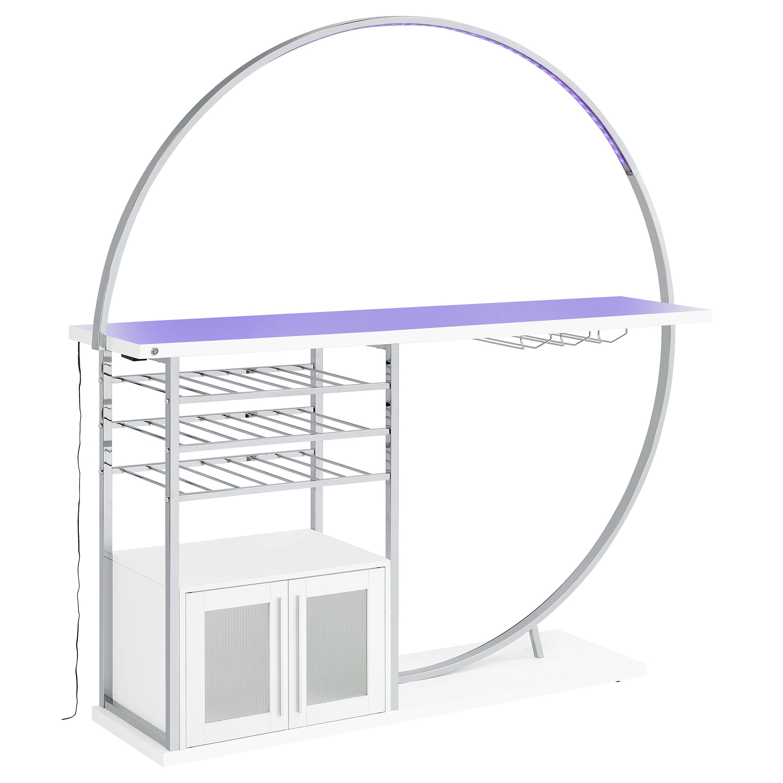 Risley 2-door Circular LED Wine Cabinet White High Gloss — view 12