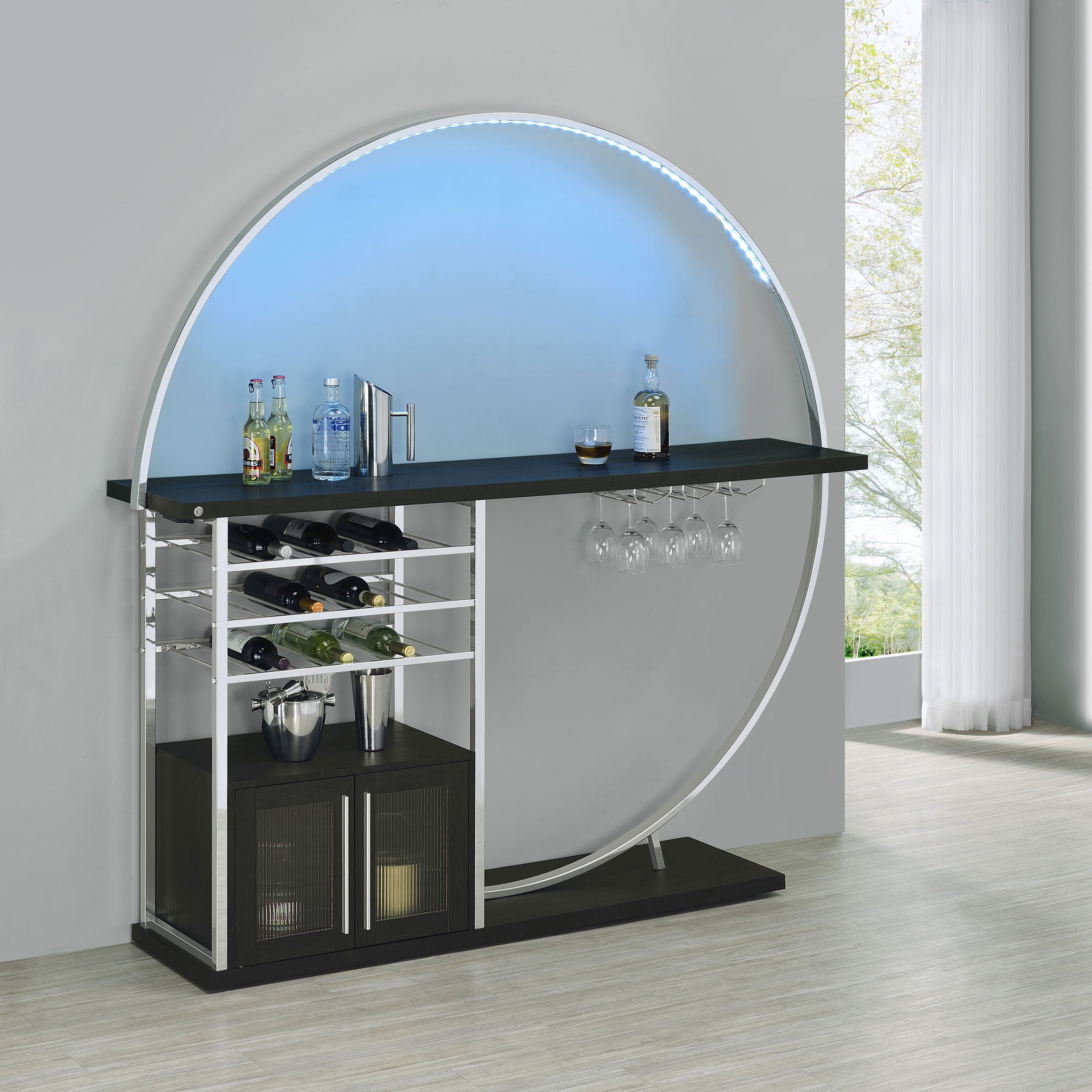 Risley 2-door Circular LED Wine Cabinet Dark Charcoal — view 3