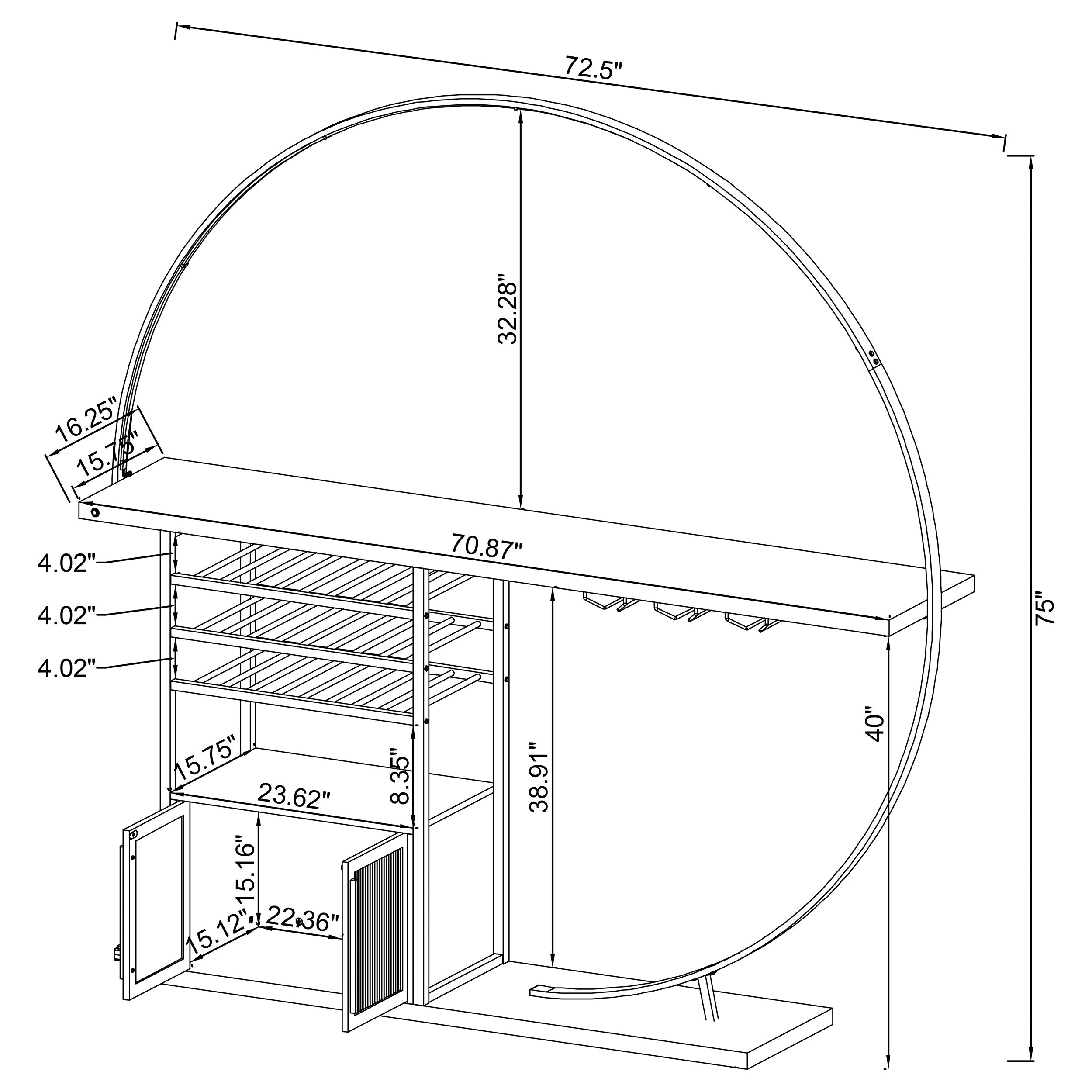Risley 2-door Circular LED Wine Cabinet Dark Charcoal — view 20