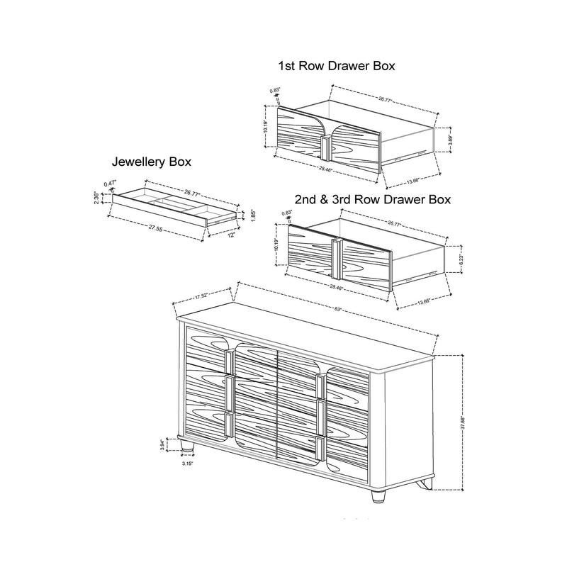Brenda - 5 Piece Bedroom Set With LED Lighting