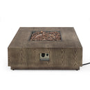 Wellington Square Iron Fire Pit With Wood Pattern Design And 50,000 Btu Output