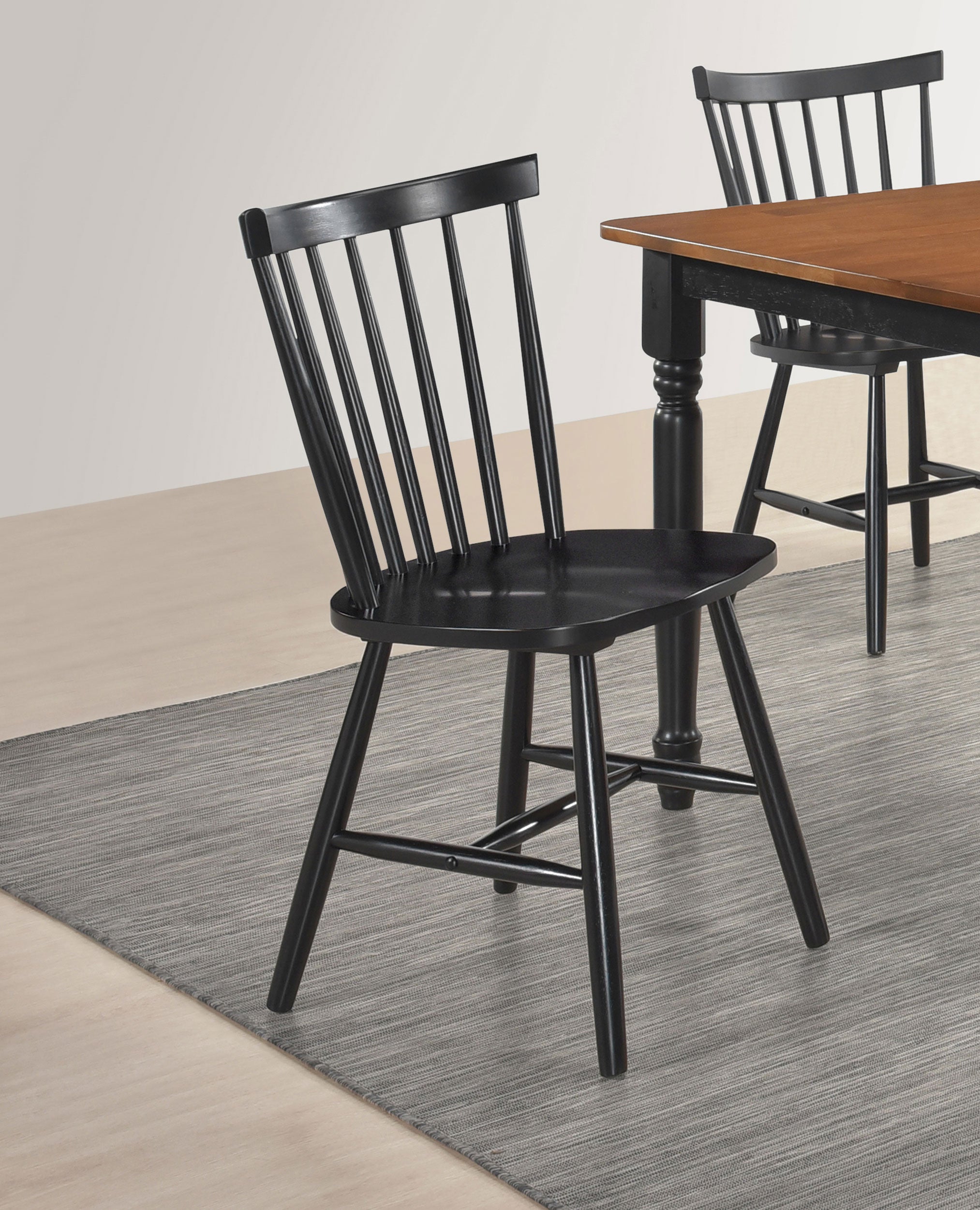 Hollyoak Windsor Wood Dining Side Chair Black (Set of 2) — view 2