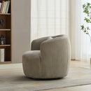 Wide Upholstered Corduroy 360° Swivel Barrel Soft Chair With Pillow