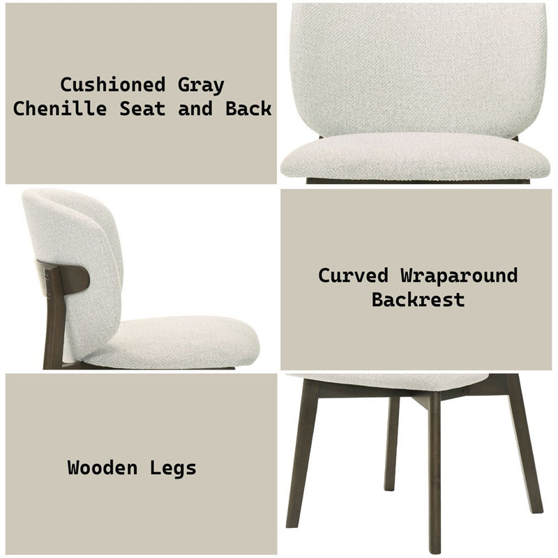 Mallin - Side Chair (Set of 2) - Gray Chenille & Walnut