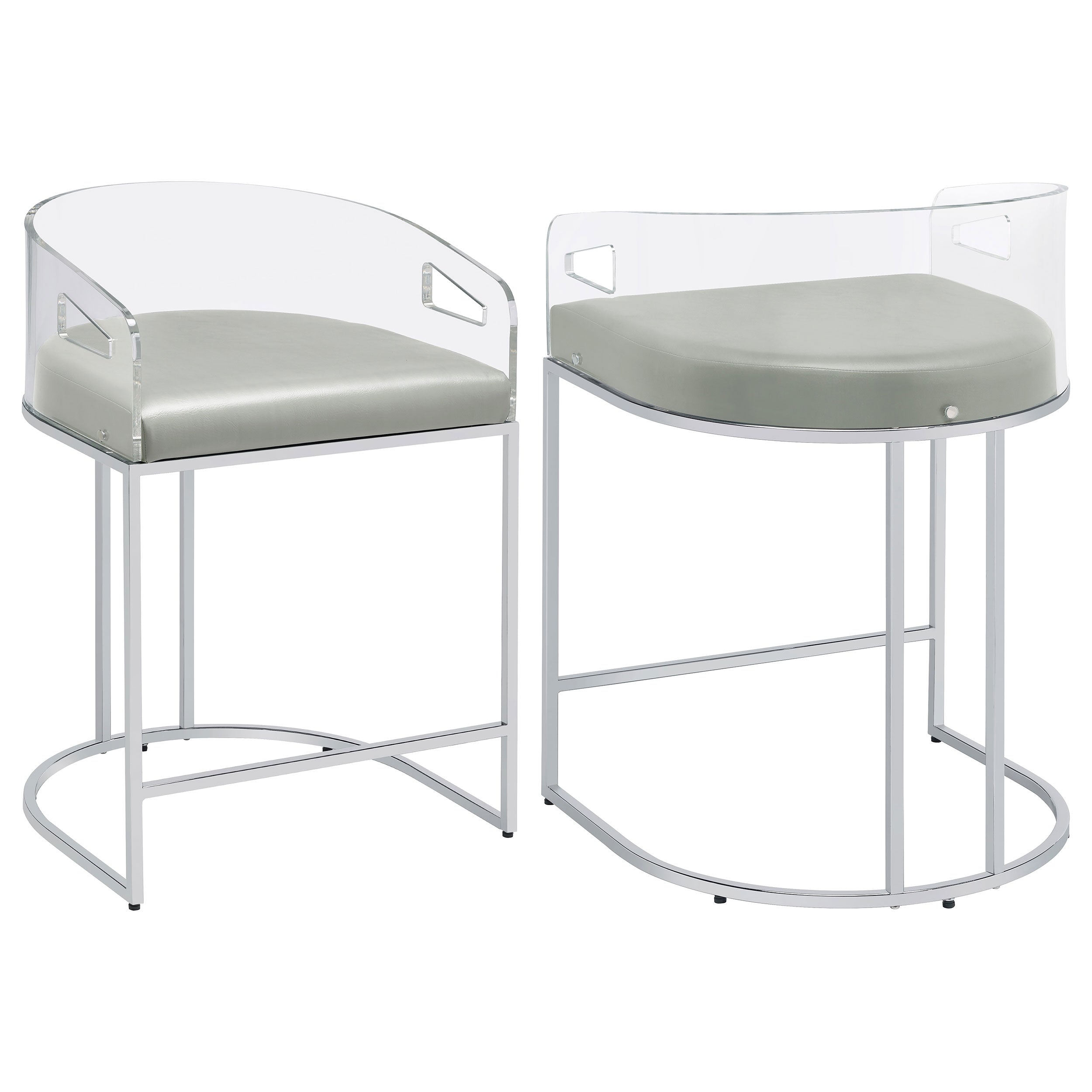 Thermosolis Clear Acrylic Counter Chair Chrome (Set of 2) — view 1