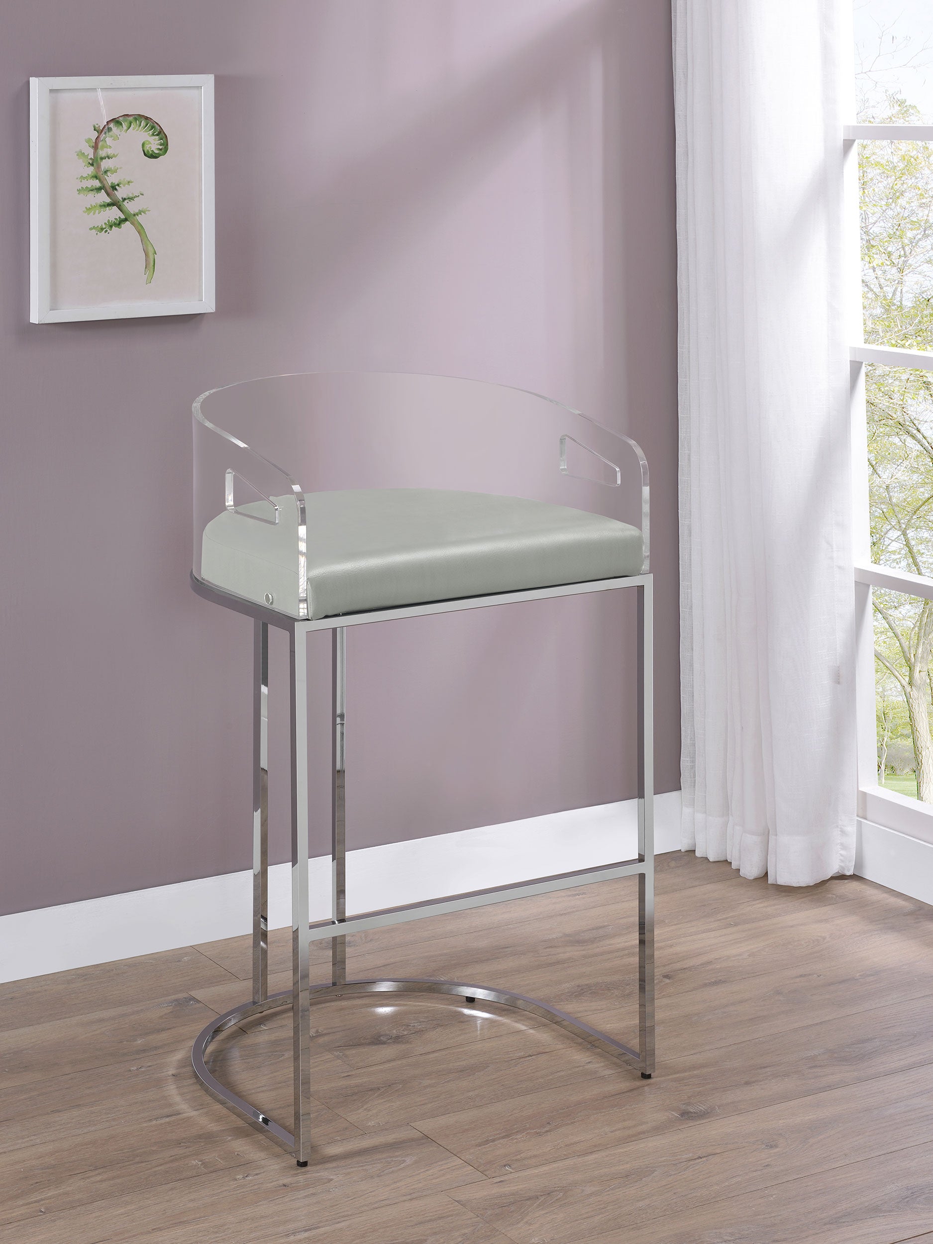 Thermosolis Clear Acrylic Bar Chair Chrome (Set of 2) — view 2