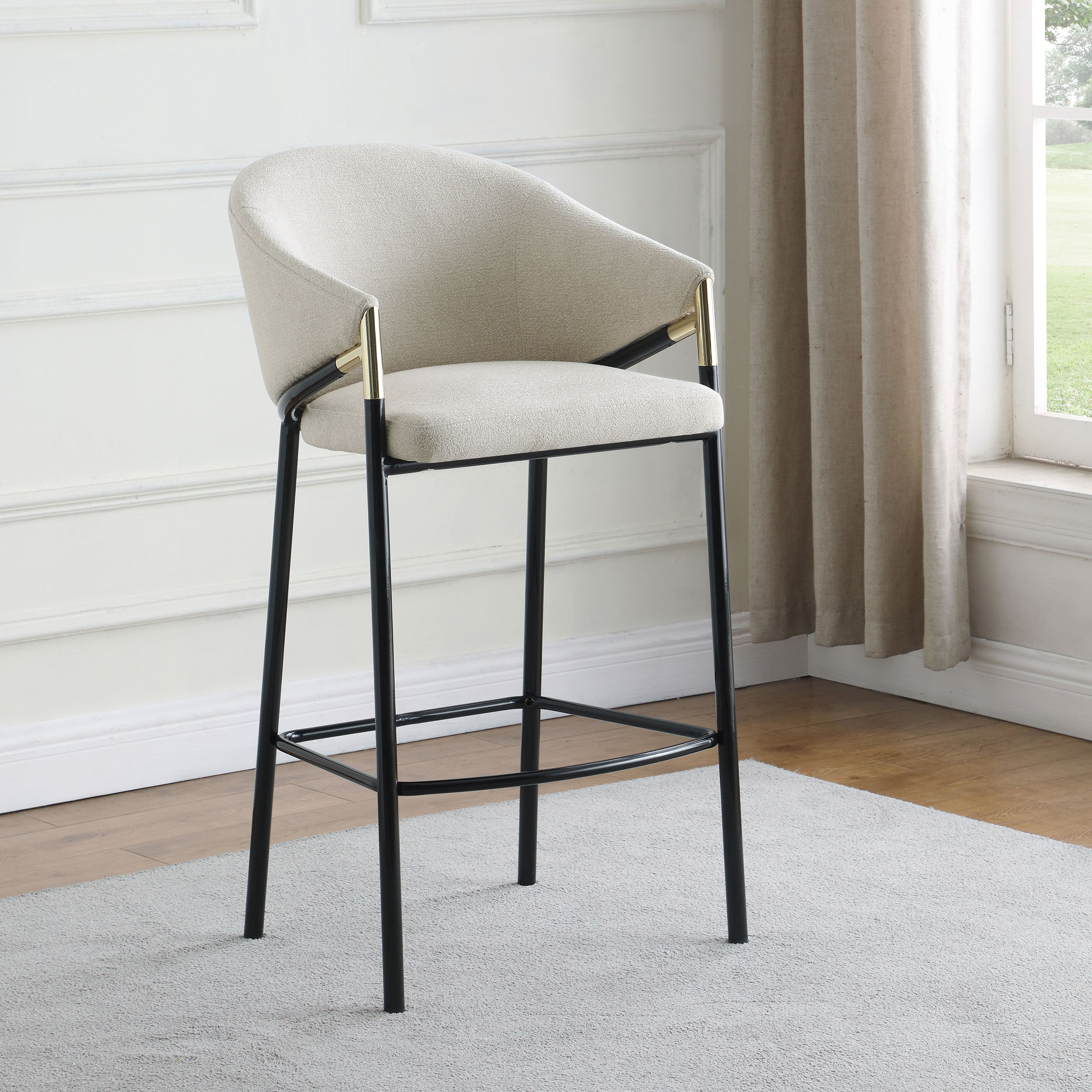 Chadwick Fabric Upholstered Bar Chair Beige (Set of 2) — view 2