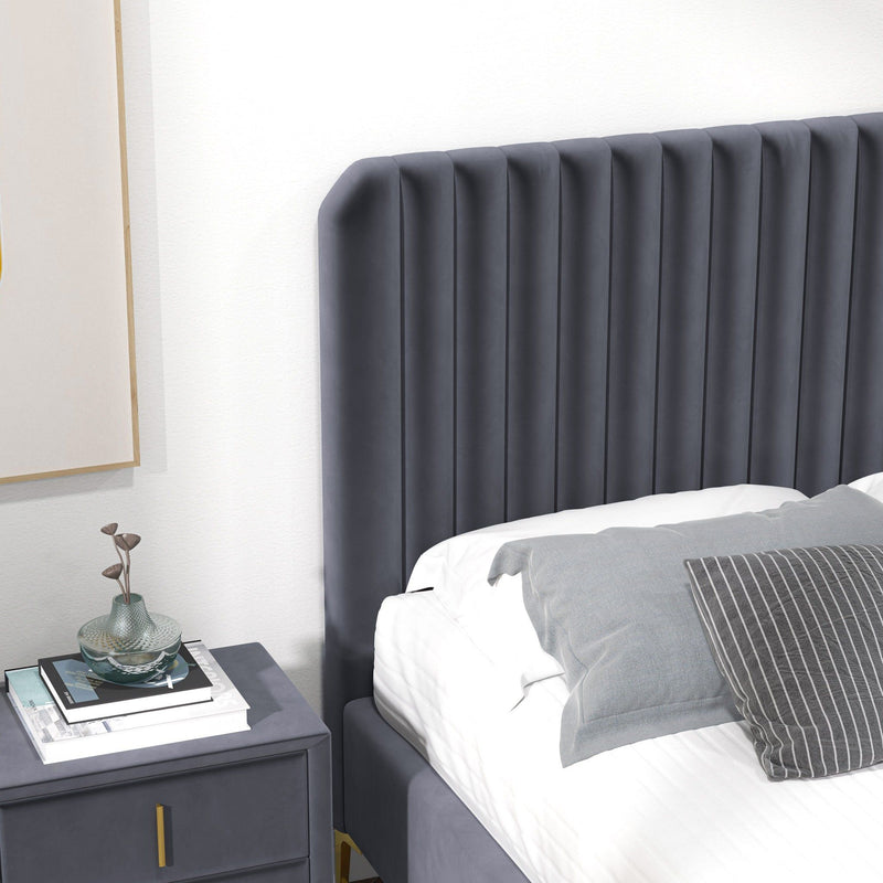 Bethany - Queen Upholstered Platform Bed - Gray