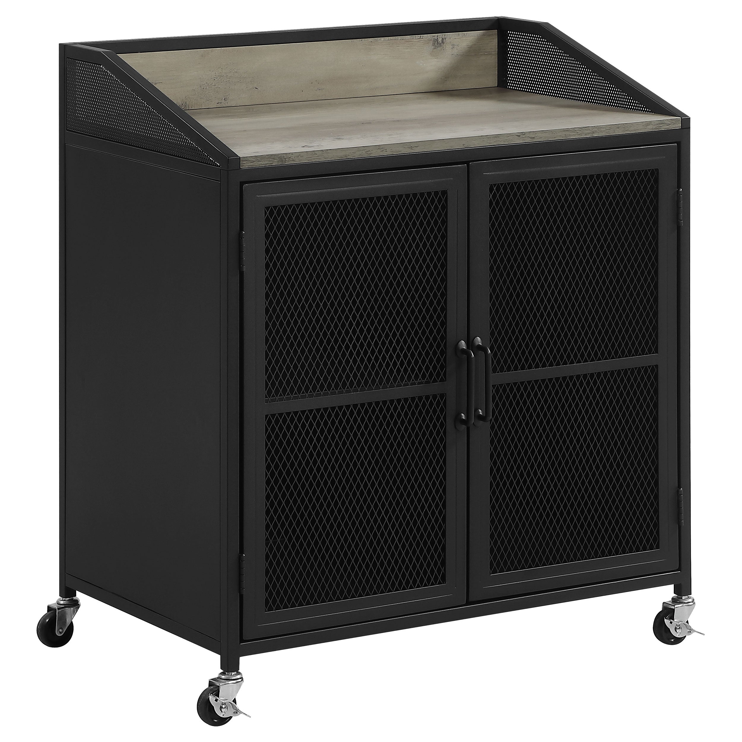 Arlette 2-door Mobile Home Bar Wine Cabinet Sandy Black — view 1