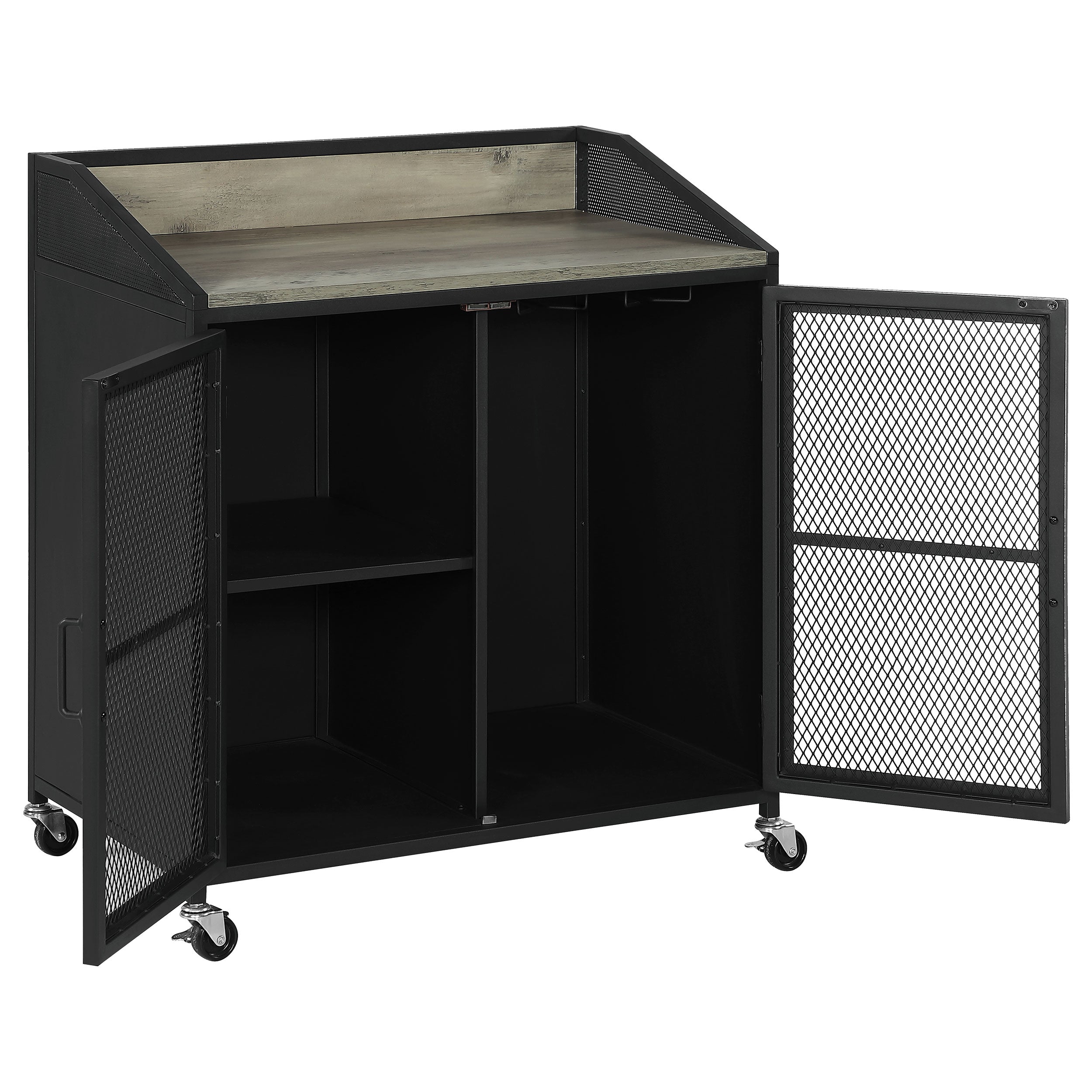 Arlette 2-door Mobile Home Bar Wine Cabinet Sandy Black — view 3