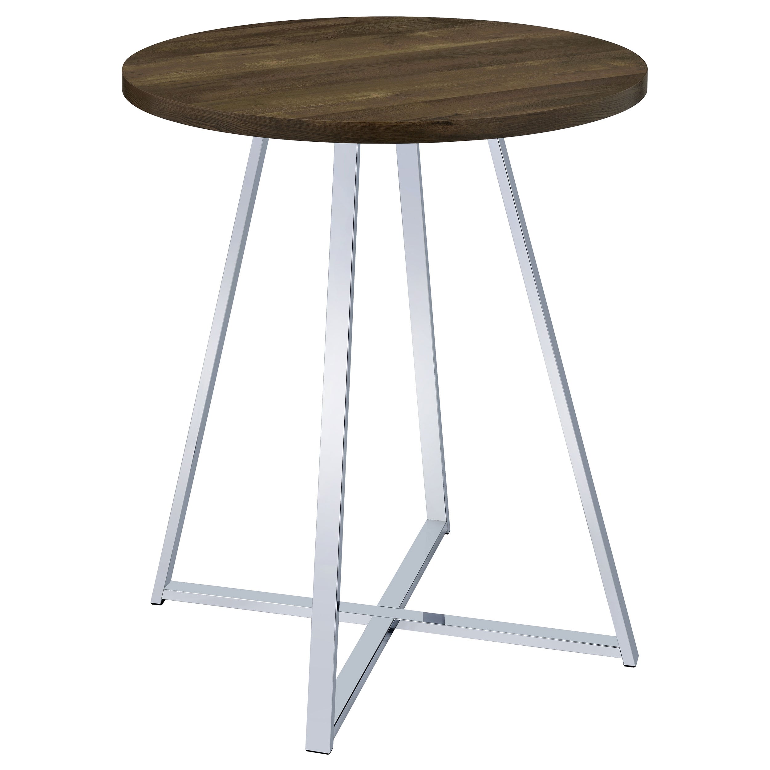 Burkhart Round 35-inch Pub Height Bistro Bar Table Brown Oak — view 1