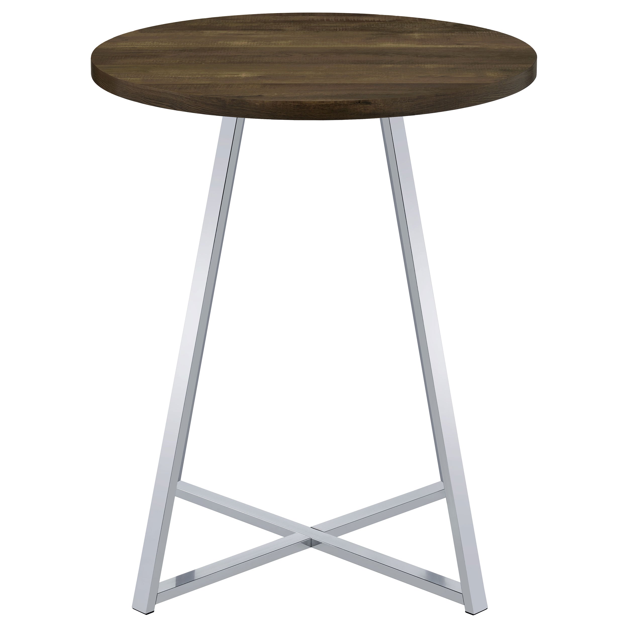 Burkhart Round 35-inch Pub Height Bistro Bar Table Brown Oak — view 3