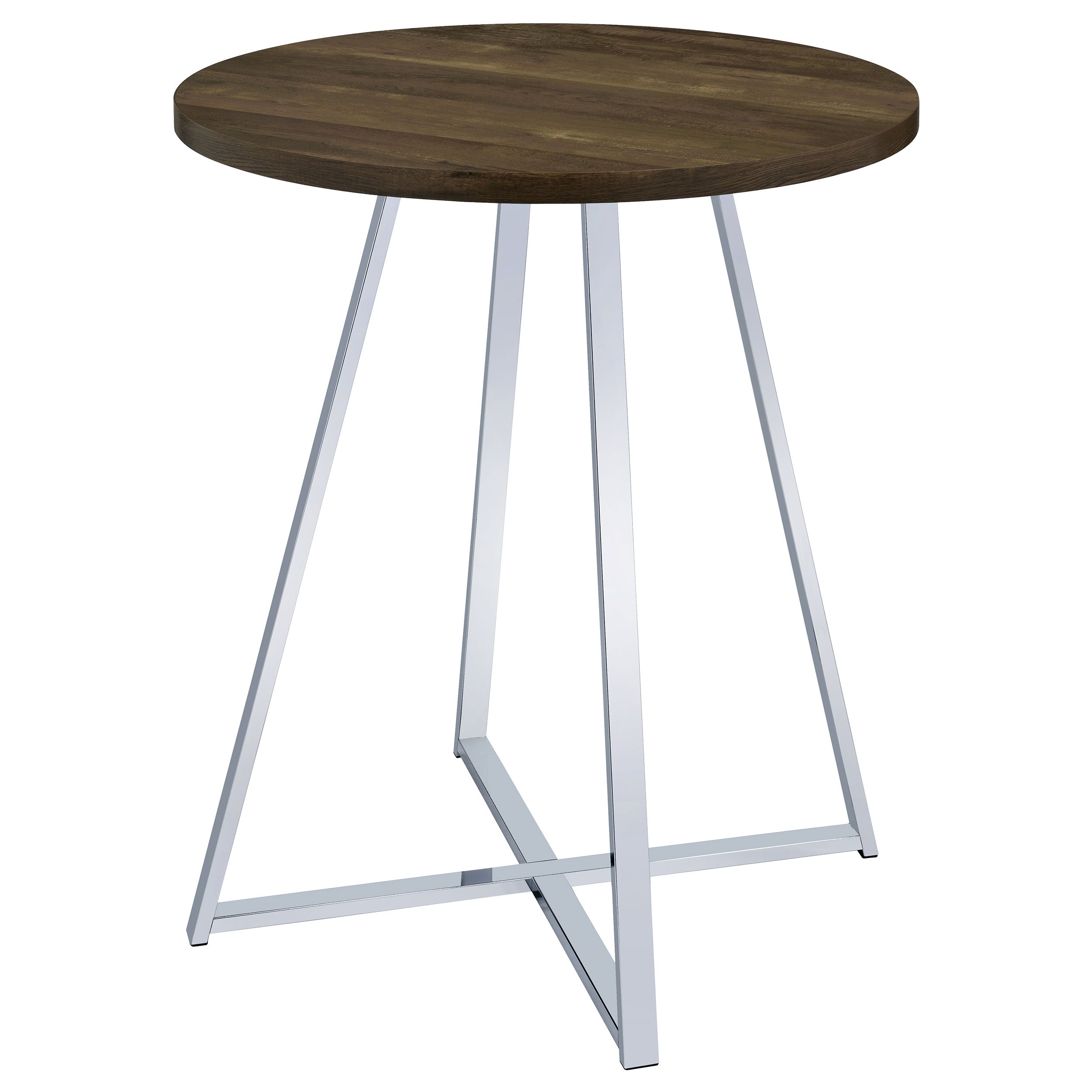 Burkhart Round 35-inch Pub Height Bistro Bar Table Brown Oak — view 4
