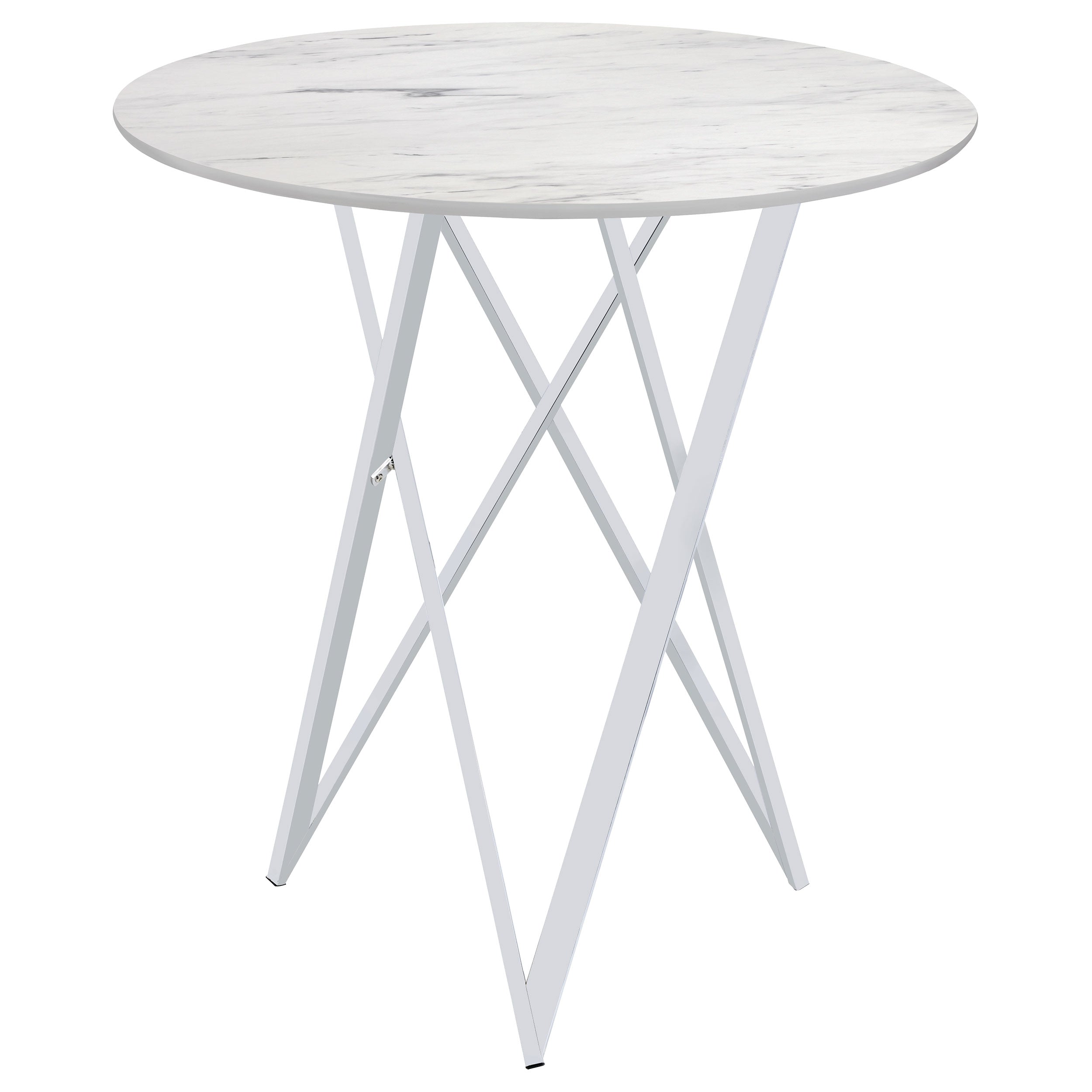 Bexter Round 35-inch Faux Marble Bistro Bar Table Chrome — view 5