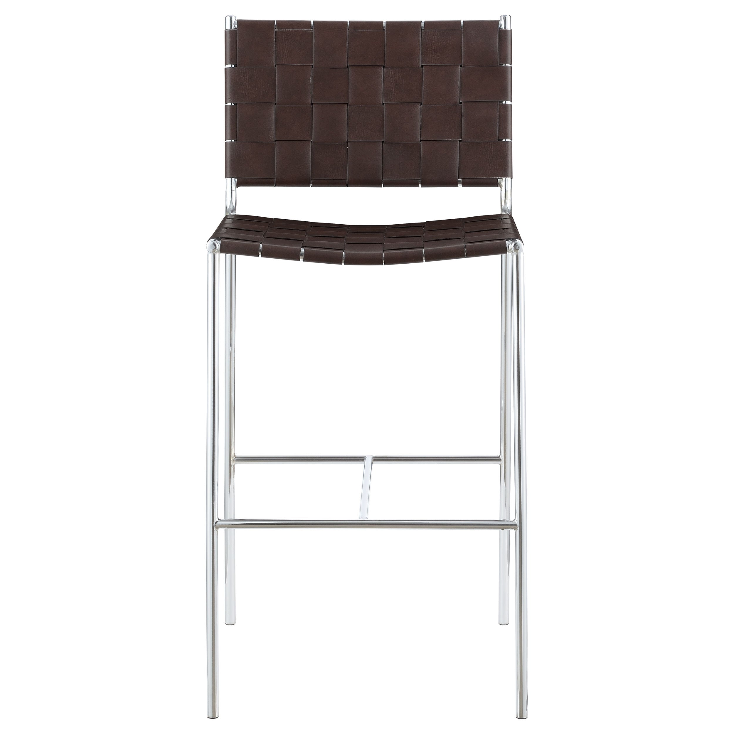 Adelaide Upholstered Pub Height Bar Stool Brown and Chrome — view 3