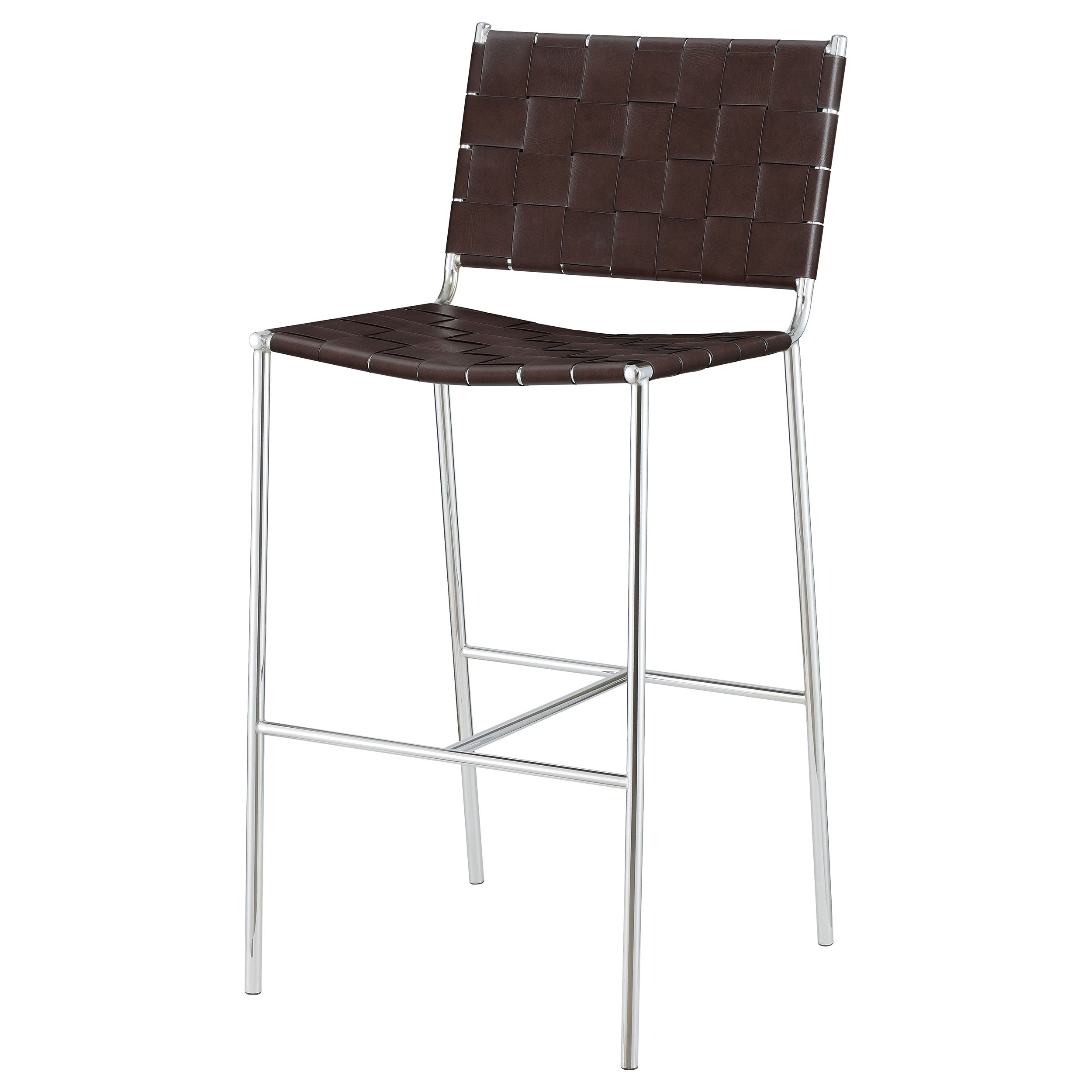 Adelaide Upholstered Pub Height Bar Stool Brown and Chrome — view 4