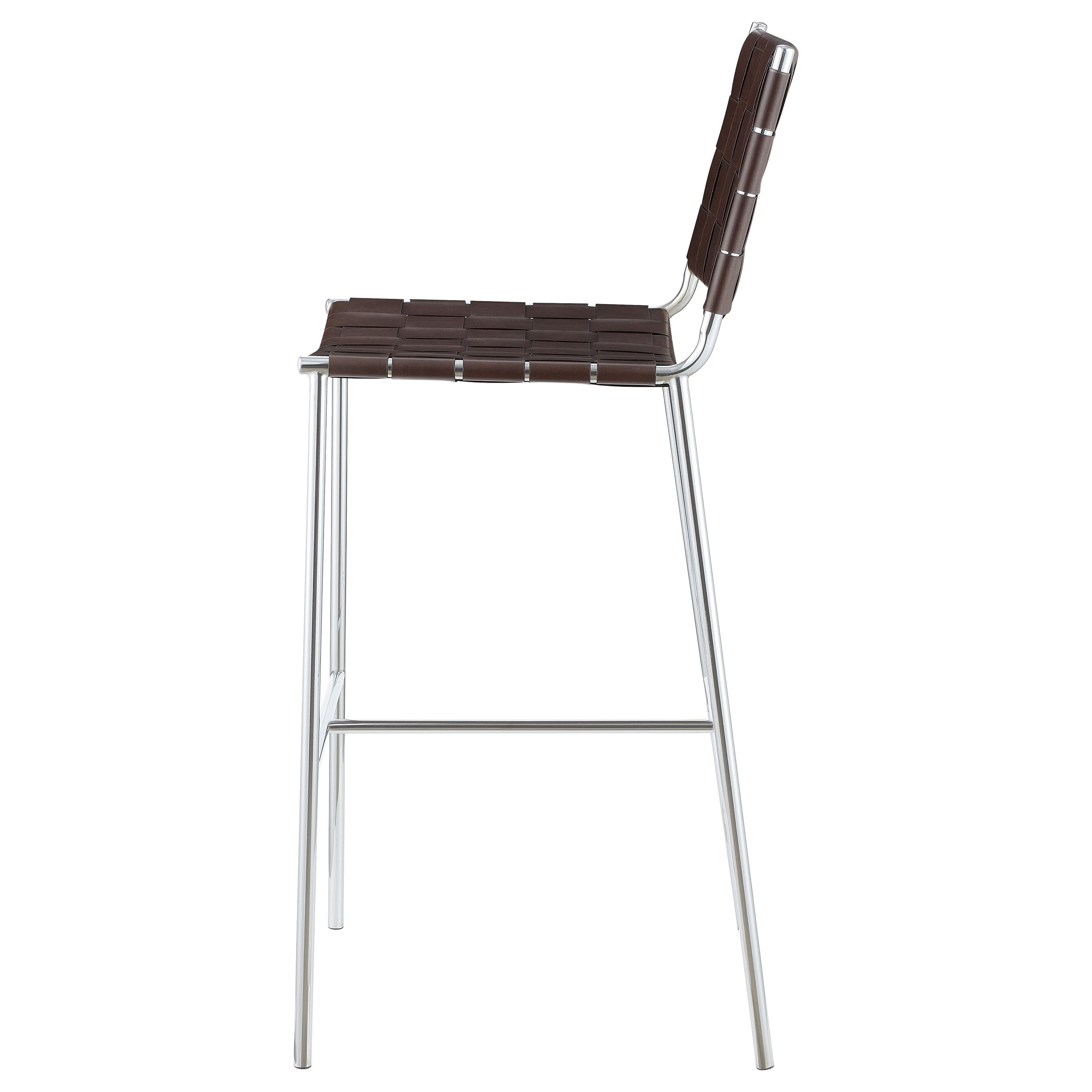 Adelaide Upholstered Pub Height Bar Stool Brown and Chrome — view 5