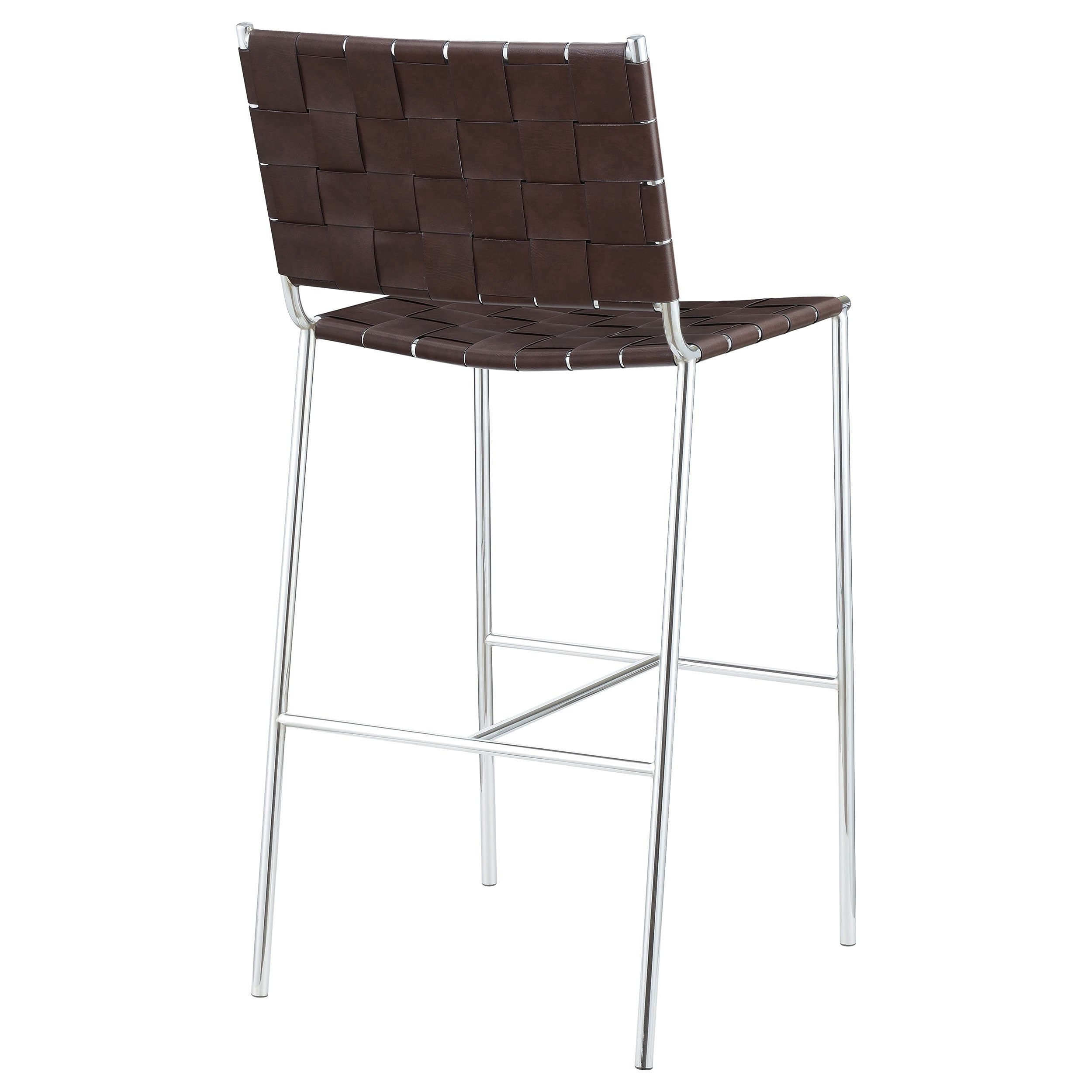 Adelaide Upholstered Pub Height Bar Stool Brown and Chrome — view 7