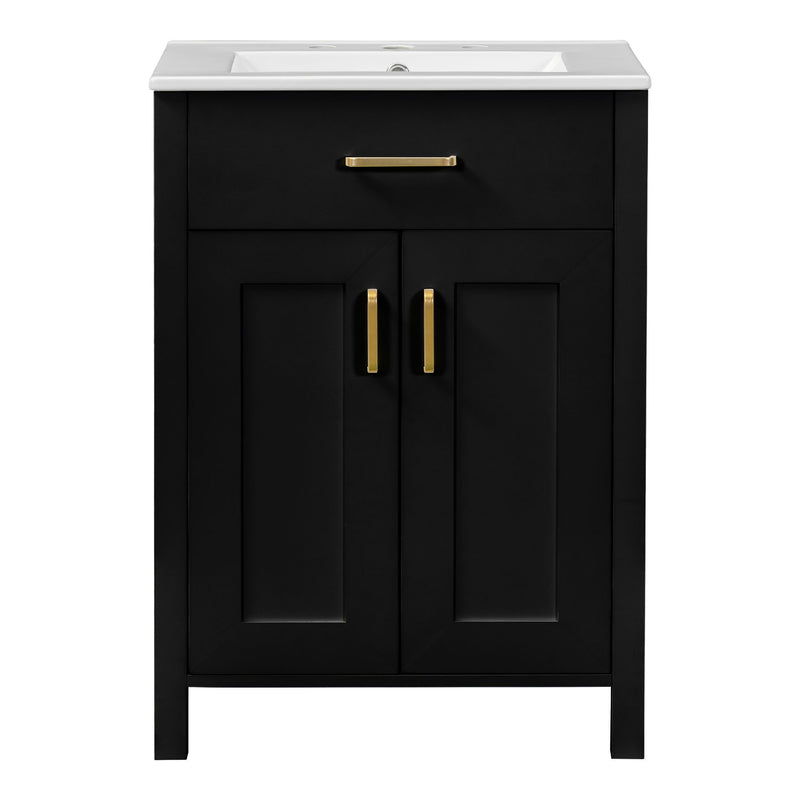 Bathroom Vanity Combo With Ceramic Sink, Luxurious Space-Saving Vanity, 2 Soft Close Doors