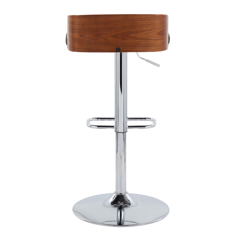 Maya - Mid Century Modern Adjustable Barstool With Swivel With Rounded Rectangle Footrest (Set of 2)