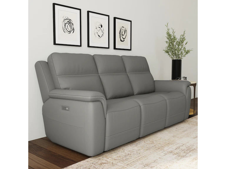Flexsteel - Sawyer Power Reclining Sofa with Power Headrests and Lumbar (Grey Color) - Atlantic Fine Furniture Inc