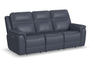 Flexsteel - Sawyer Power Reclining Sofa with Power Headrests and Lumbar (Blue Color) - Atlantic Fine Furniture Inc