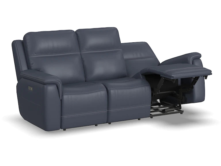Flexsteel - Sawyer Power Reclining Sofa with Power Headrests and Lumbar (Blue Color) - Atlantic Fine Furniture Inc