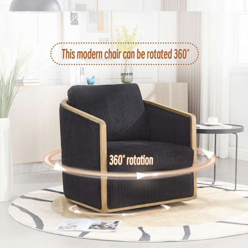 Corduroy Barrel Chair, 360 Degree Swivel