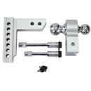 Alu - Adjustable Trailer Drop Hitch With 2" Receiver, 6" Adjustment - Silver