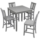 5 Pieces Dining Table Set, Counter Height Kitchen Table Set With Square Table And 4 Upholstered Chairs