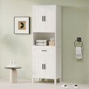 Freestanding Tall Bathroom Cabinet With Soft Close Doors And Adjustable Shelves