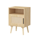 Nightstand, Side Table With Door And Open Shelf For Bedroom - Oak