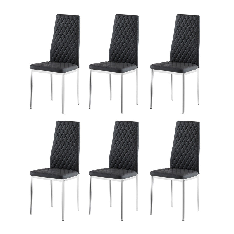 Modern Simple Style Dining Chair Fabric Chrome Metal Pipe Diamond Grid Pattern Restaurant Home Conference Chair