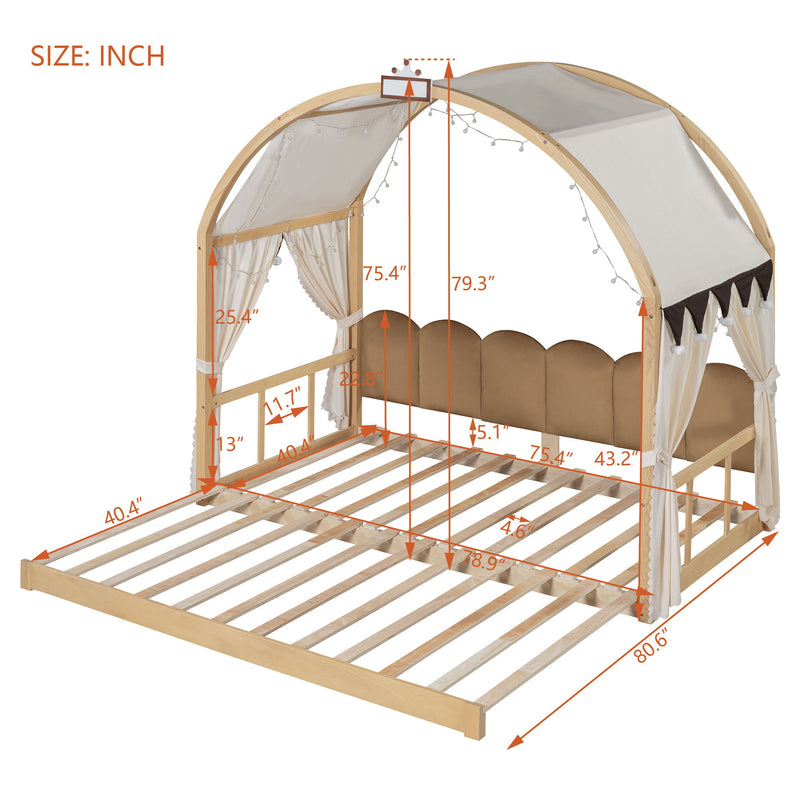 Extended Bed With Arched Roof And Trundle