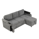 Convertible L Shaped Sofa Couch With Storage, Cup Holders, USB Ports