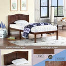 Twin Size Bed, Wood Platform Bed Frame with Headboard For Kids, Slatted, Dark Walnut