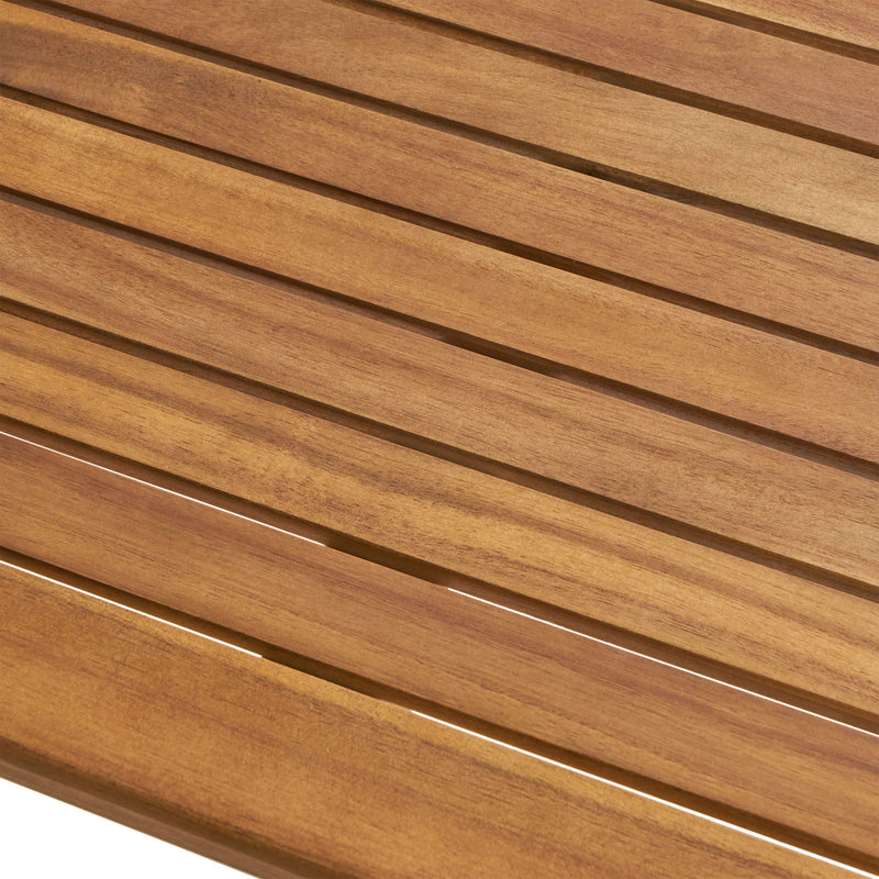 Outdoor Minimalist Acacia Wood Rectangle Bar Table, Durable Hardwood - Teak