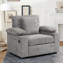 Chenille Fabric Sofa Bed With Cupholders And USB Charging Ports Chair For Living Room