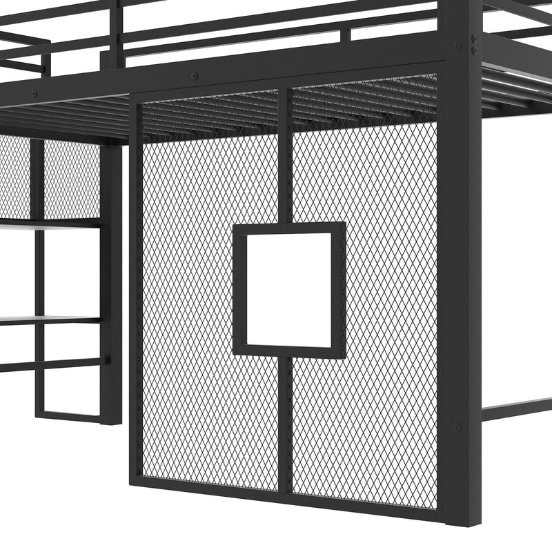 Twin Low Loft Bed Frame With Storage Staircase - Black