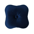 Ellen - Upholstered Clover Ottoman With Gold Bullion Fringe - Navy Blue