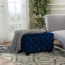 Modern Glam Ottoman With Velvet Upholstery And Button Tufted Design
