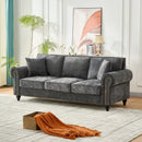 3 Seater Sofa With Tufted Upholstery, Rolled Arms, Nailhead Trim