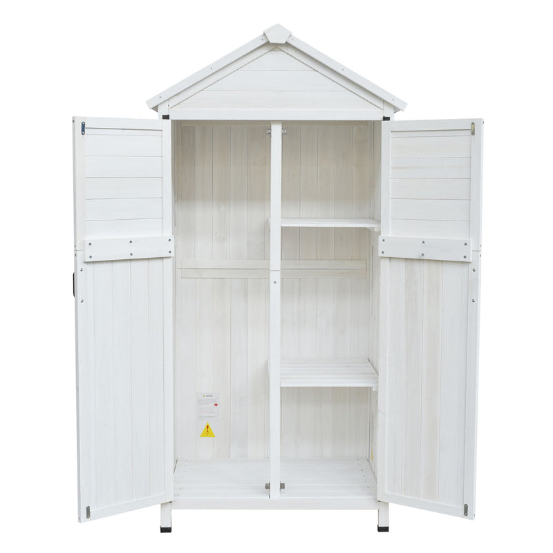 Storage Shed With Double Doors For Outdoor Garden Tool Organization - White