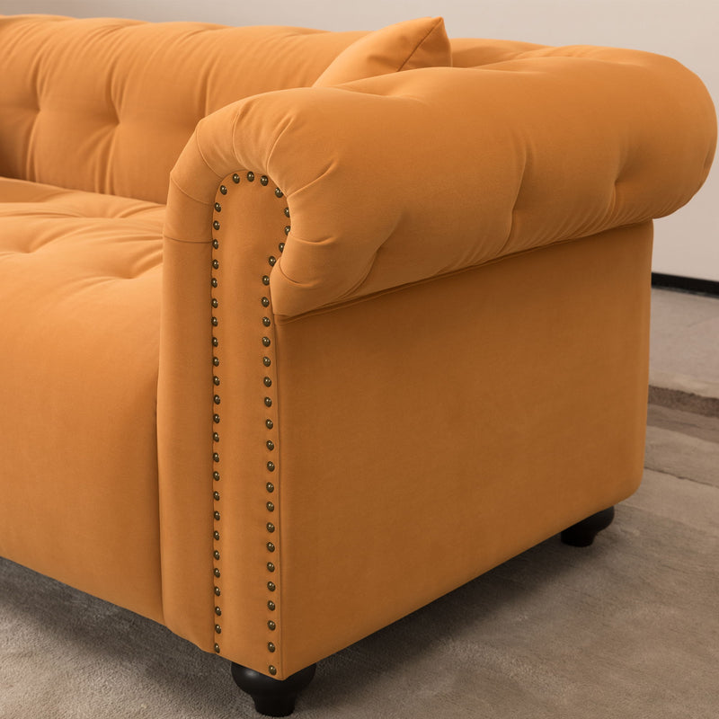 Vintage Medieval Style Sofa, Chesterfield Design, With 2 Throw Pillows