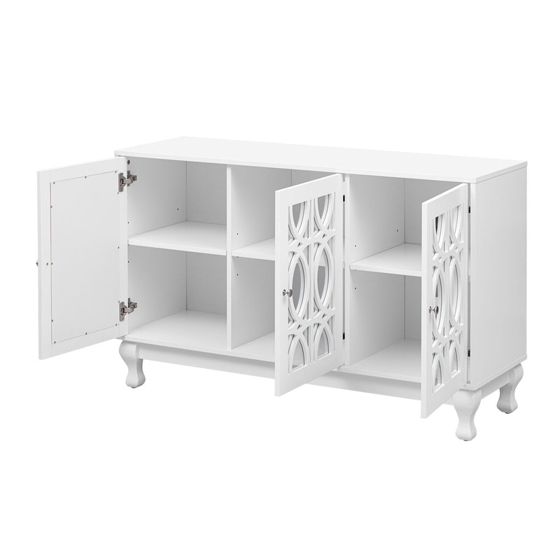 Modern Mirrored TV Stand, 3 Adjustable Shelves For Living Room
